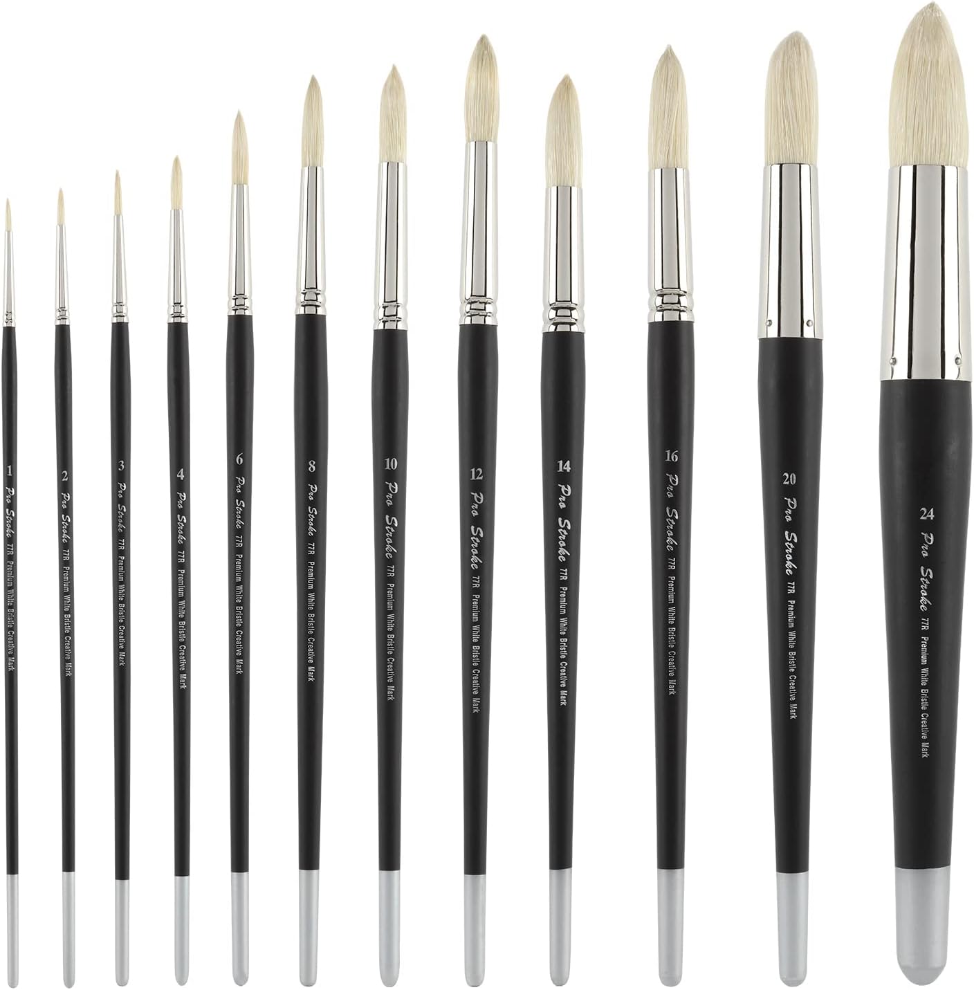 Creative Mark Pro Stroke Premium White Chungking Hog Bristle Artist Paint Brush - Round # 24 - Natural Bristle Brush w/Great Control Suitable for Oils, Watercolors, Acrylics, Alkyds, Caseins