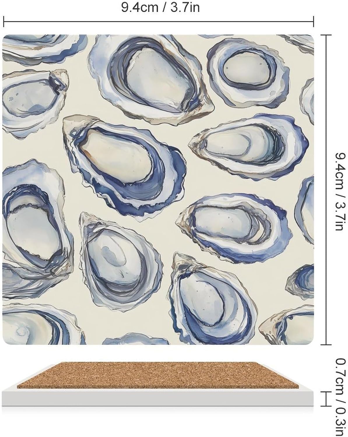 Oyster Pattern Funny Ceramic Coasters for Drink Absorbent Cup Holders Tabletop Protection