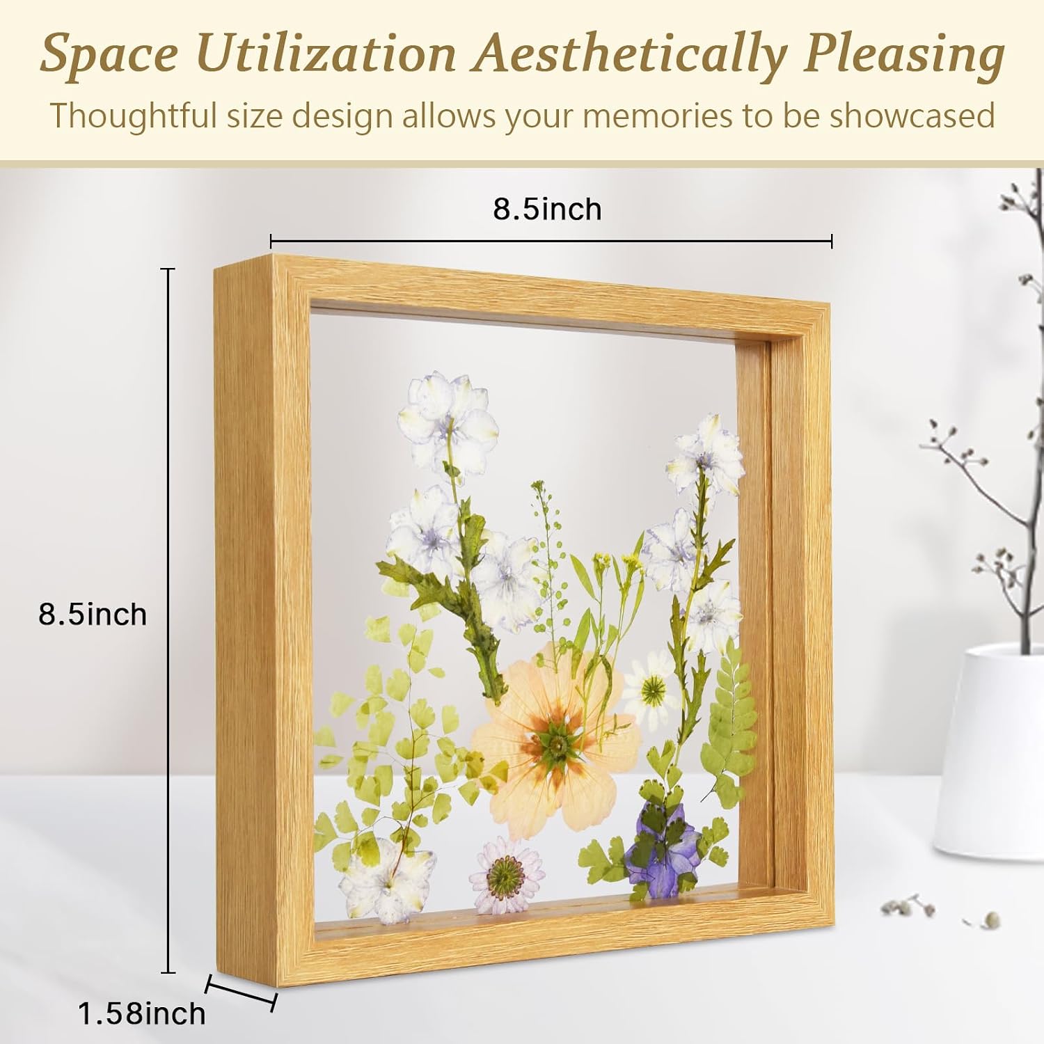 fanhuashijn Clear Pressed Flower Frame - Dried Flower Frame Adult Girls Night Crafts for Women Mother Gift (Purple, Medium)