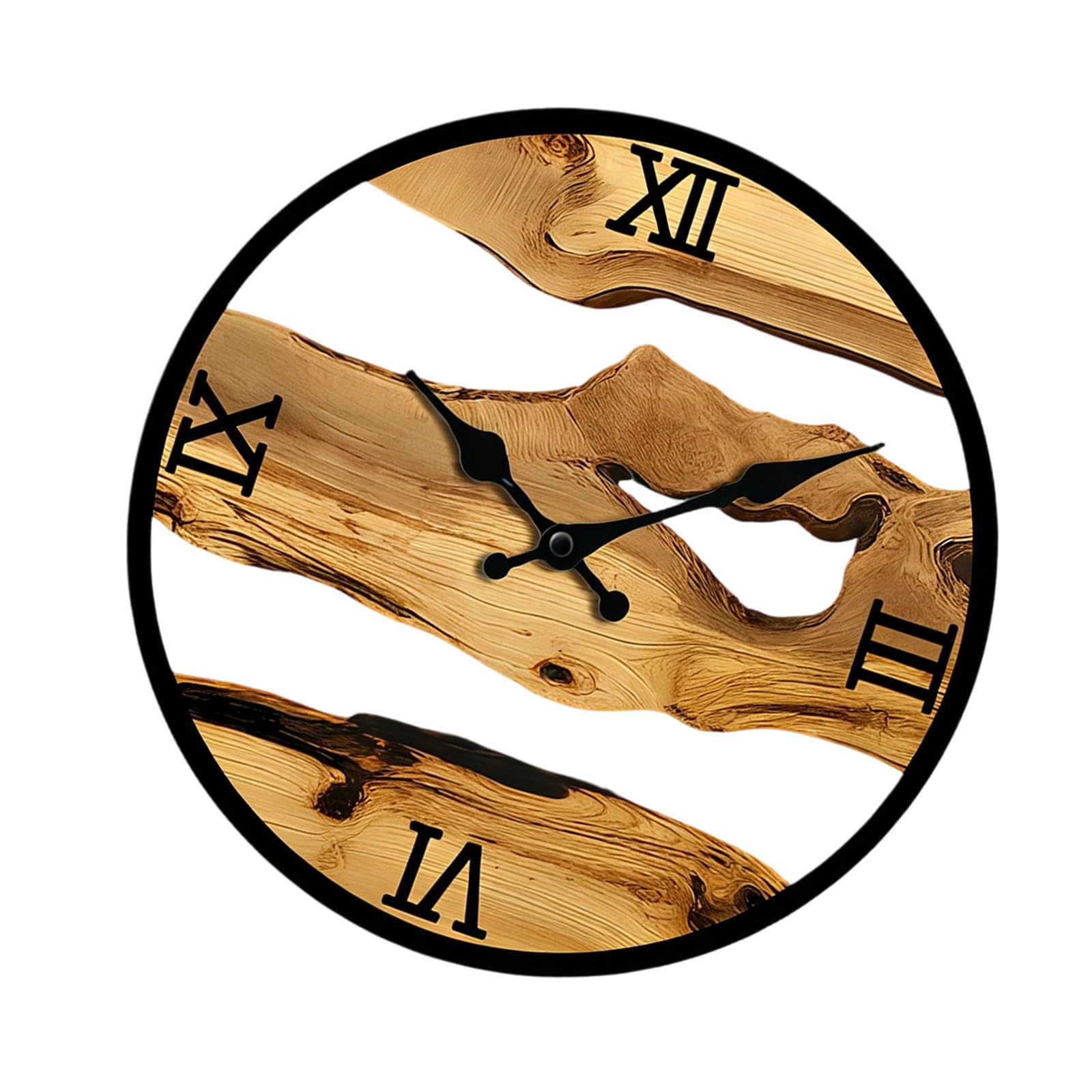 Msioytog Rustics Clock for Kitchen Decorative Clock Wall Clocks Battery Operated Analog Annual Rings Wall Clocks None Ticking Decorative for Shelf