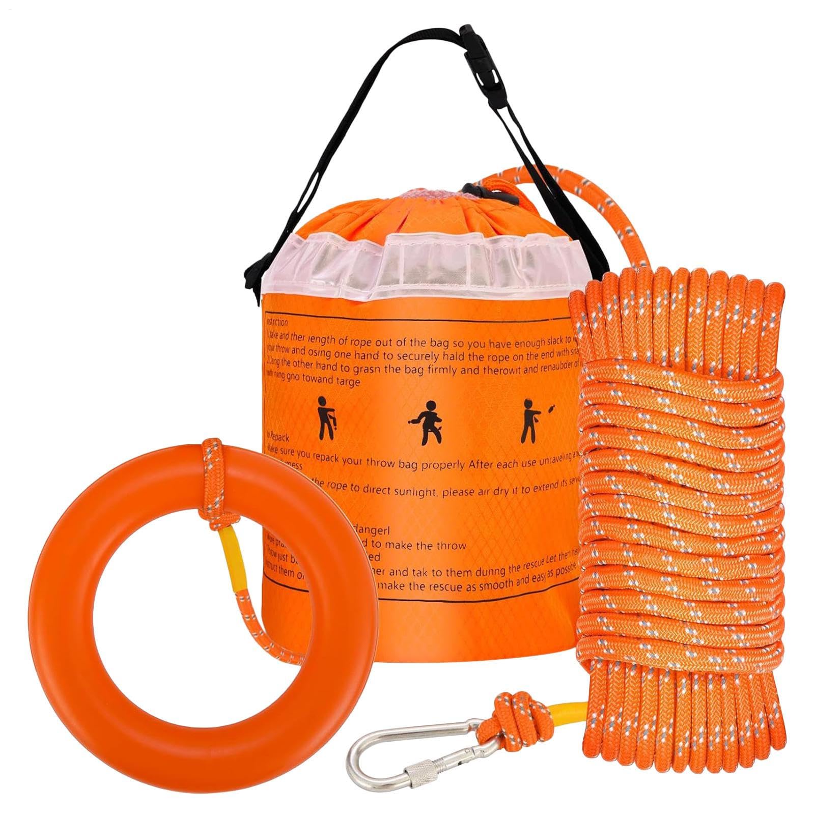 Water Rescue Throwing Bags, 881.85 Lb Safety Rope Bag, High Visibility Flotation Device, Water Rescue Equipment for Outdoor Adventure