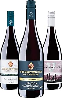 Oberrotweiler Only Red Wein-Paket - Probierpaket mit Spätburgunder mild Alte Rebe, Spätburgunder trocken & Vulkangewächs Spätburgunder - perfekt für Rotwein Liebhaber (3 x 0,75 l)