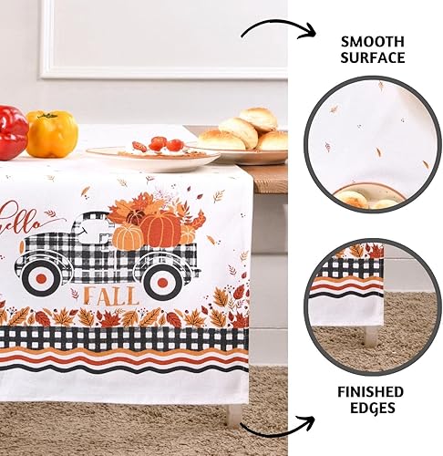 Miniatura 4 de Folkulture Camino de mesa bohemio de algodón de 90 pulgadas (camión de calabaza)