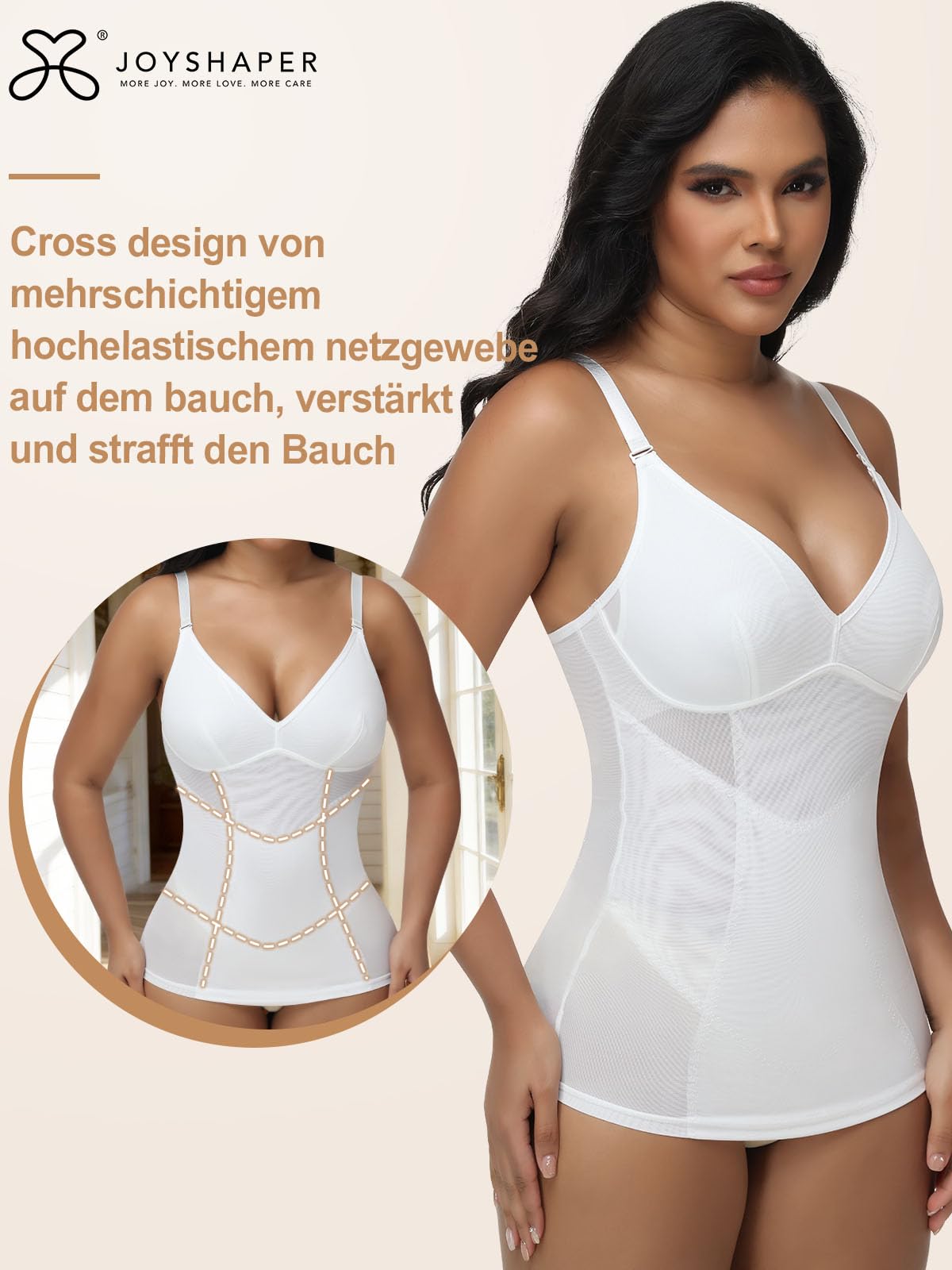 Joyshaper Figurformendes Unterhemd Damen Mesh-Stoff Shapewear Bauchweg Body Shaper Bauchkontrolle Shaping Camisole Formende Tops