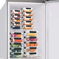 Vista 5 de YORY 5 cup Plastic Food Storage Containers with Lids Nestable Freezer Dishwasher Safe Rectangle Meal Prep Container Set,5-Pack