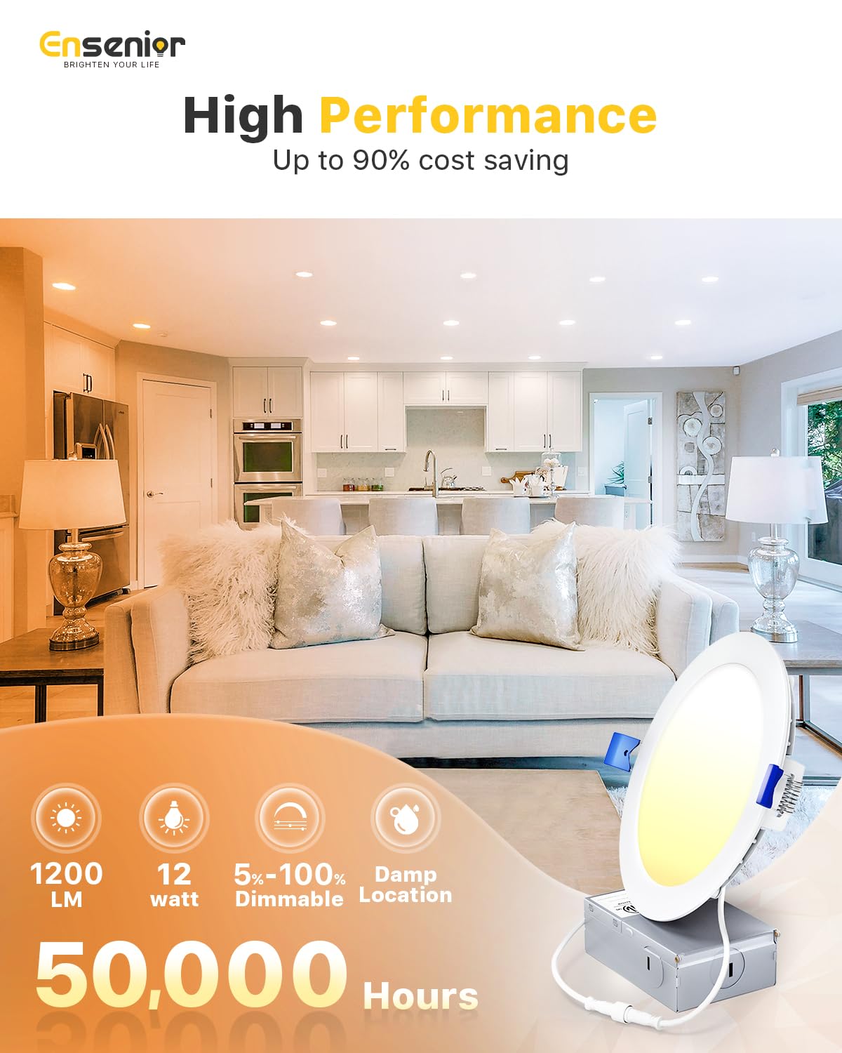 Ensenior LED Recessed Lights - Energy Efficient & Dimmable -2