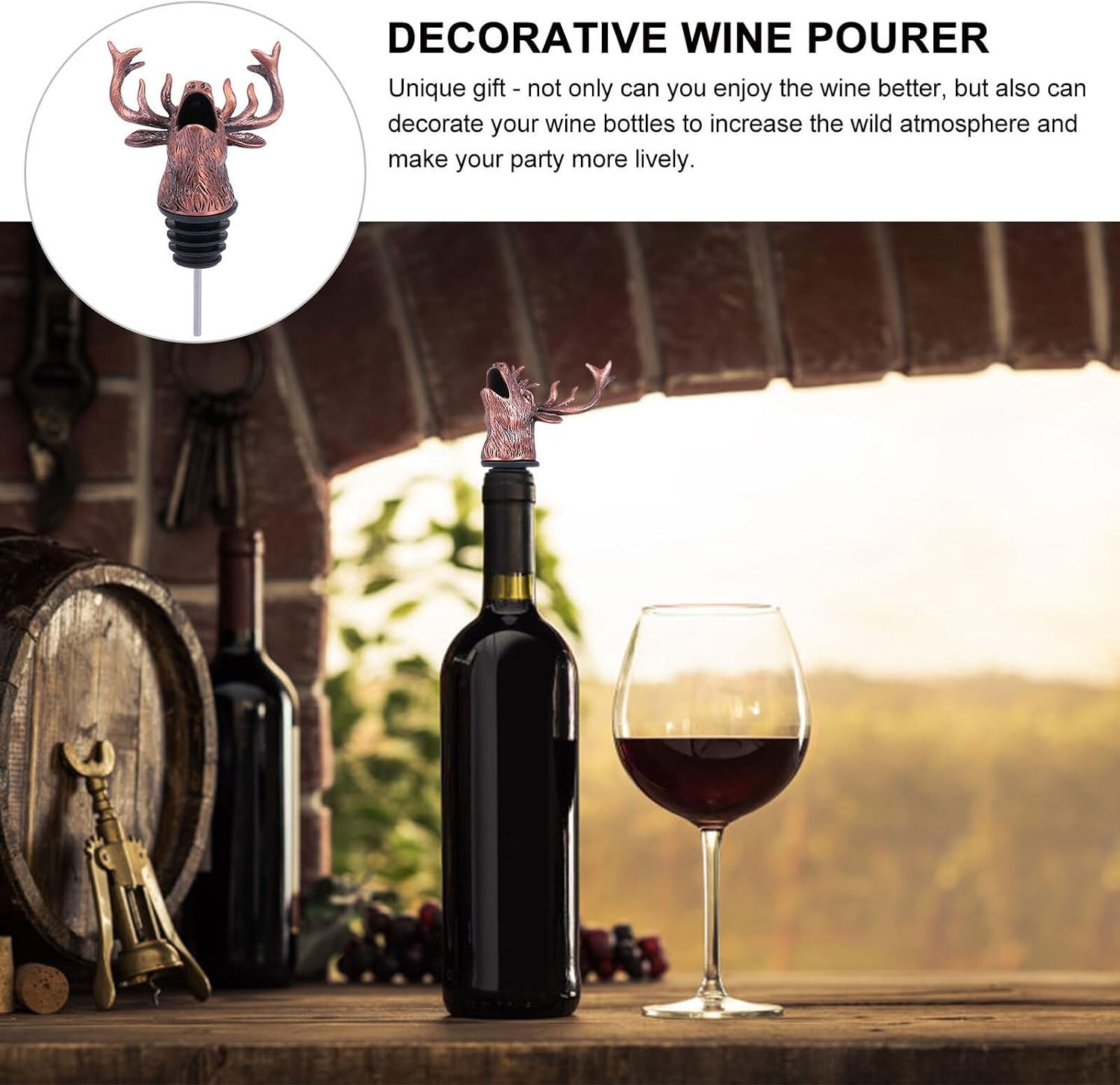 Chic Bottle Plug Wine Pourer Retro Electroplated Zinc Alloy Spout and Multi-Layer Sealing for Red Wine