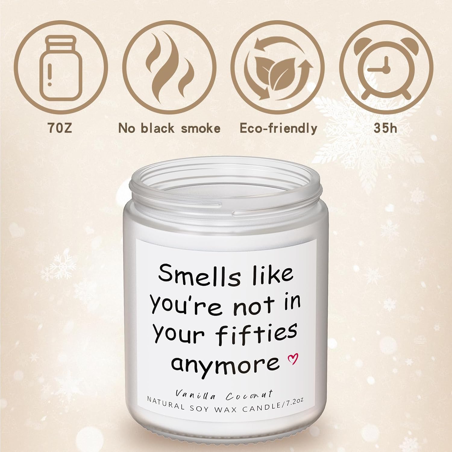 Lihome 60th Birthday Gifts for Her Him– Funny Birthday Candle & Decorations, Best Friend Gift Idea – Natural Soy Wax Vanilla Coconut Scented Candle (7oz) - Image 3