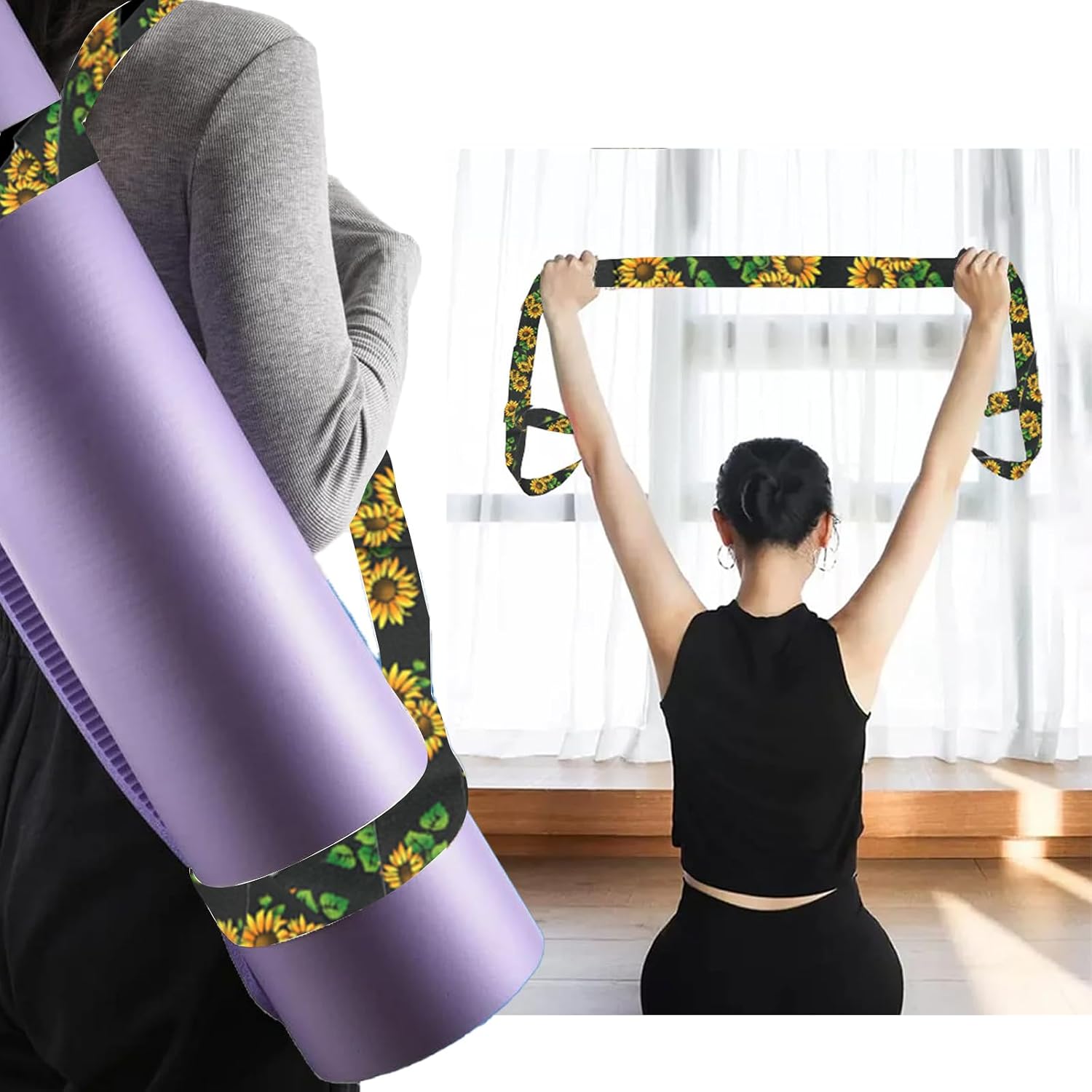Cotton Yoga Mat Strap - Multifunctional Sling for Pilates & Fitness | Roller Skate Leash | Secure Hands-Free Carry
