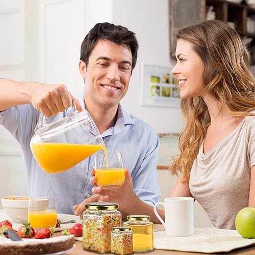 Vista 12 de Encheng Tarros hexagonales transparentes de 1.5 onzas, pequeños frascos de vidrio para miel con tapas (dorados), tarros Mason para hierbas