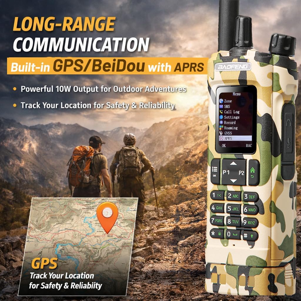 BAOFENG DM32 DMR Ham Radio: 10W Long Range Walkie Talkie Dual Band for Work Teams- GPS & USB-C Rechargeable Two Way Radio for Outdoor Hunting Emergency Security Camo