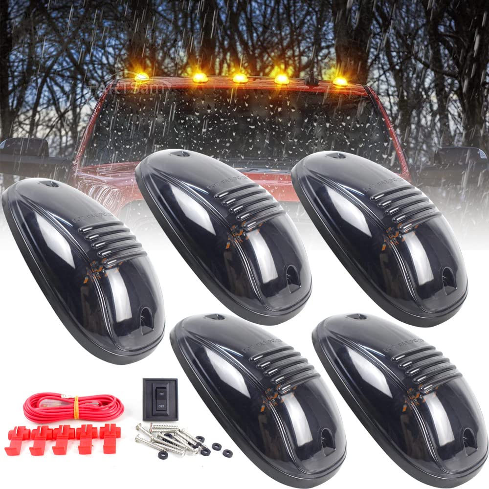 Baceyong 5pcs ambra LED cabina tetto marker clearance luci in esecuzione obiettivo fumo auto tetto fuochi all'aperto per 4x4 SUV J * eep RV, F150 F250 F350 D * odge R-am GMC Pickup Trucks