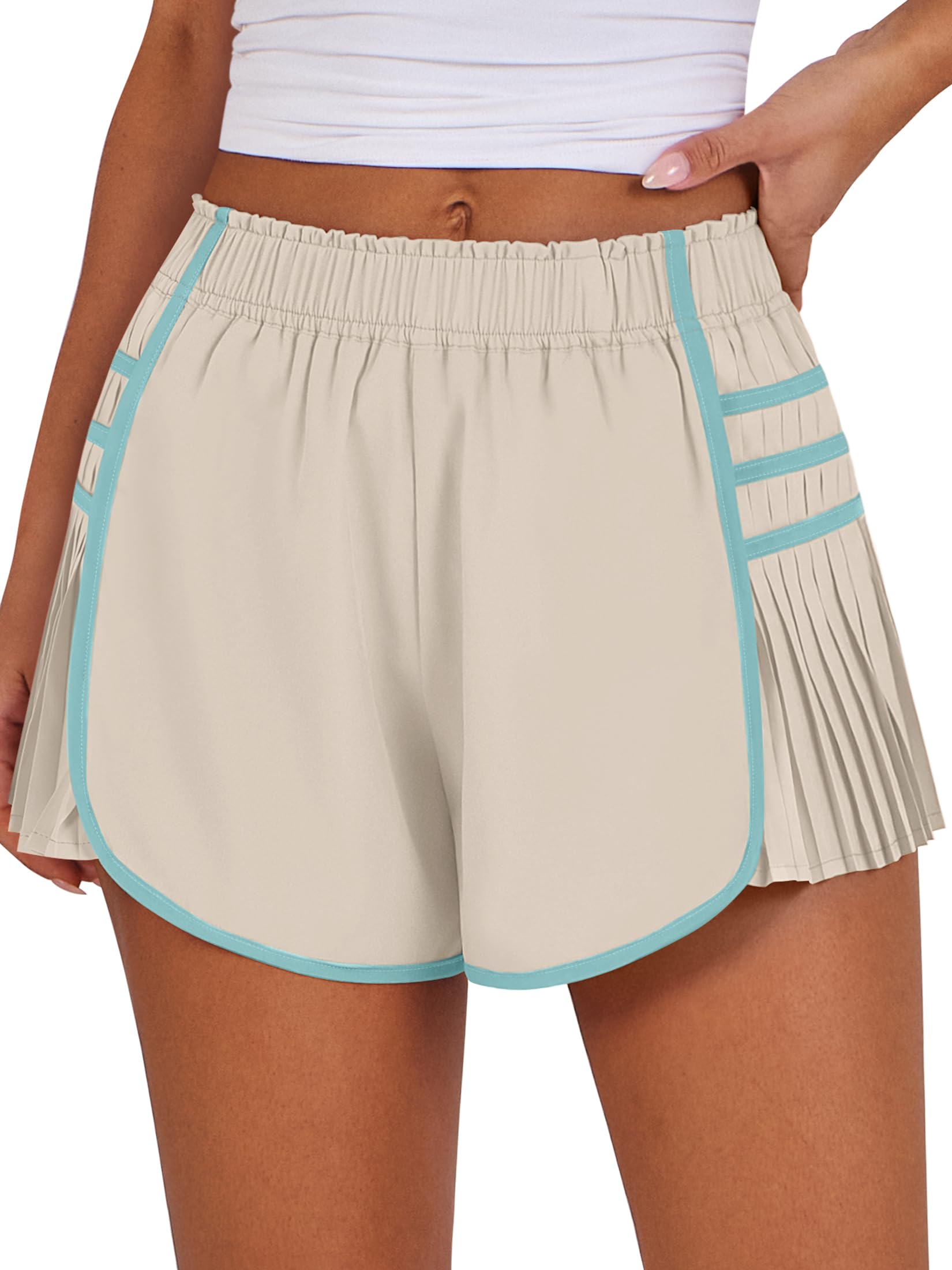 CaraciliaWomens Workout Shorts Flowy Pleated Athletic Running Skort 2024 Trendy Summer Clothes