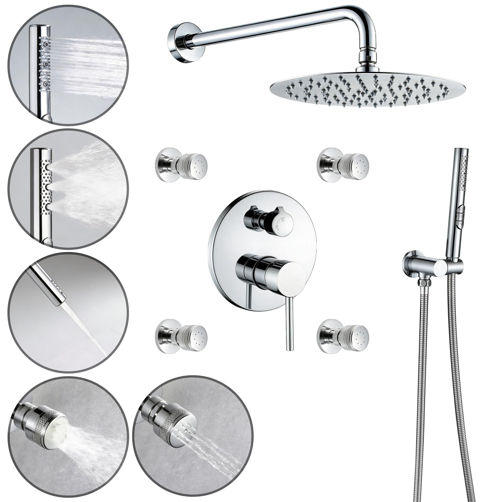 Pommeau de douche 25cm rond encastrable pour remplacer votre colonne calcaire
