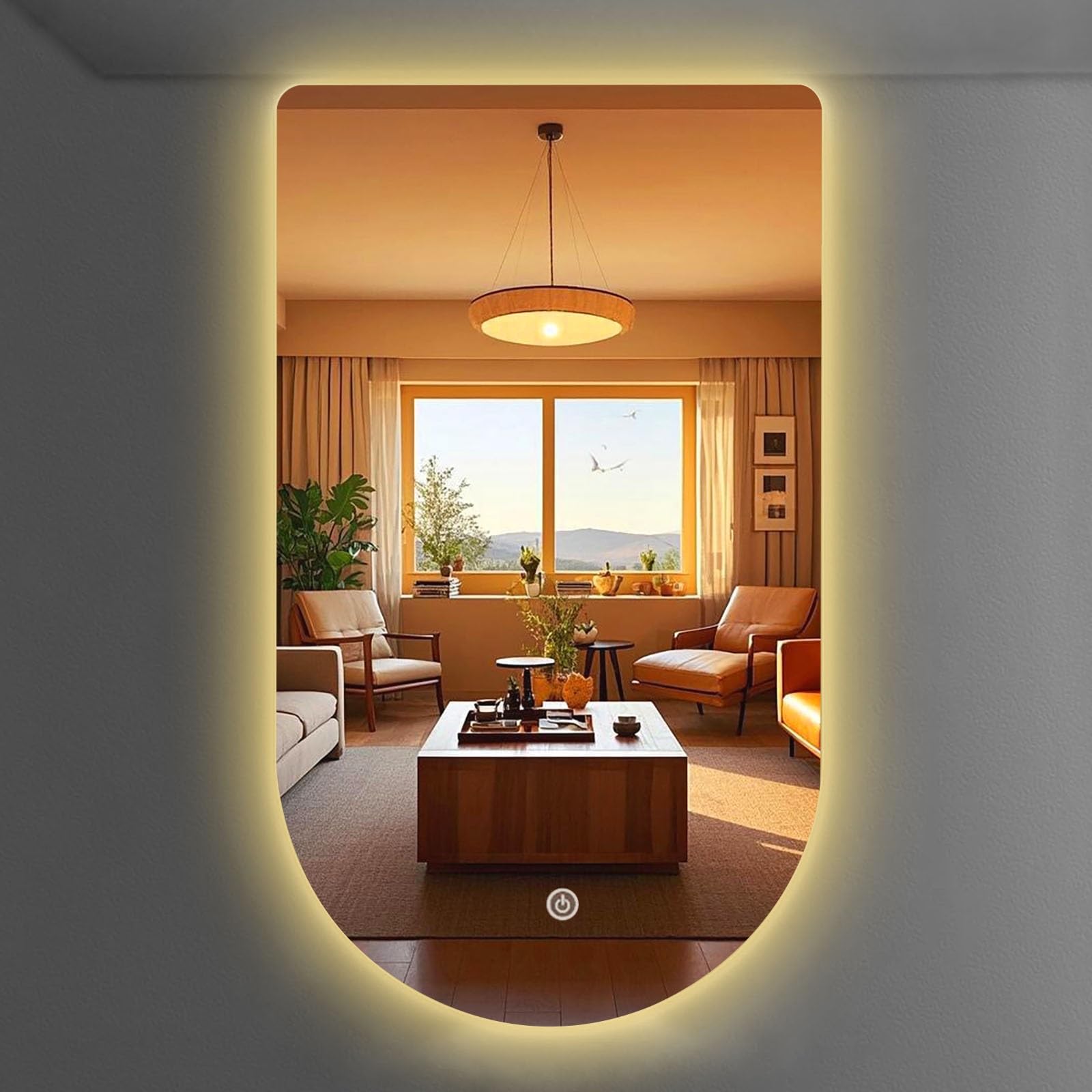 Atwnjkp Illuminated Bathroom Mirror 50x80cm(19.7x31.5in), Arched Wall Mounted Vanity Mirror with Dimmable 3-Colour Backlight and Memory Function for Bathroom and Dressing Area