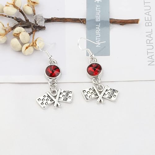 Miniatura 2 de Pulsera de banderas de carreras de regalo de corredor, aretes de bandera a cuadros, joyería para el día de la carrera, para carreras de automóviles