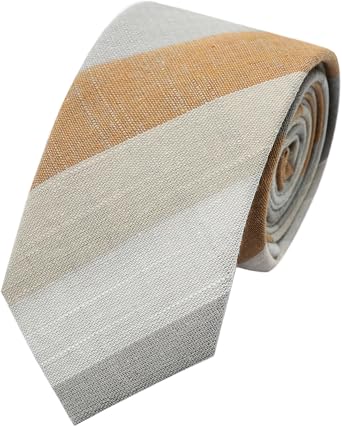 Luckyvestir Mens Ties, Cotton Linen Ties for Men Striped Skinny Tie for Wedding Business