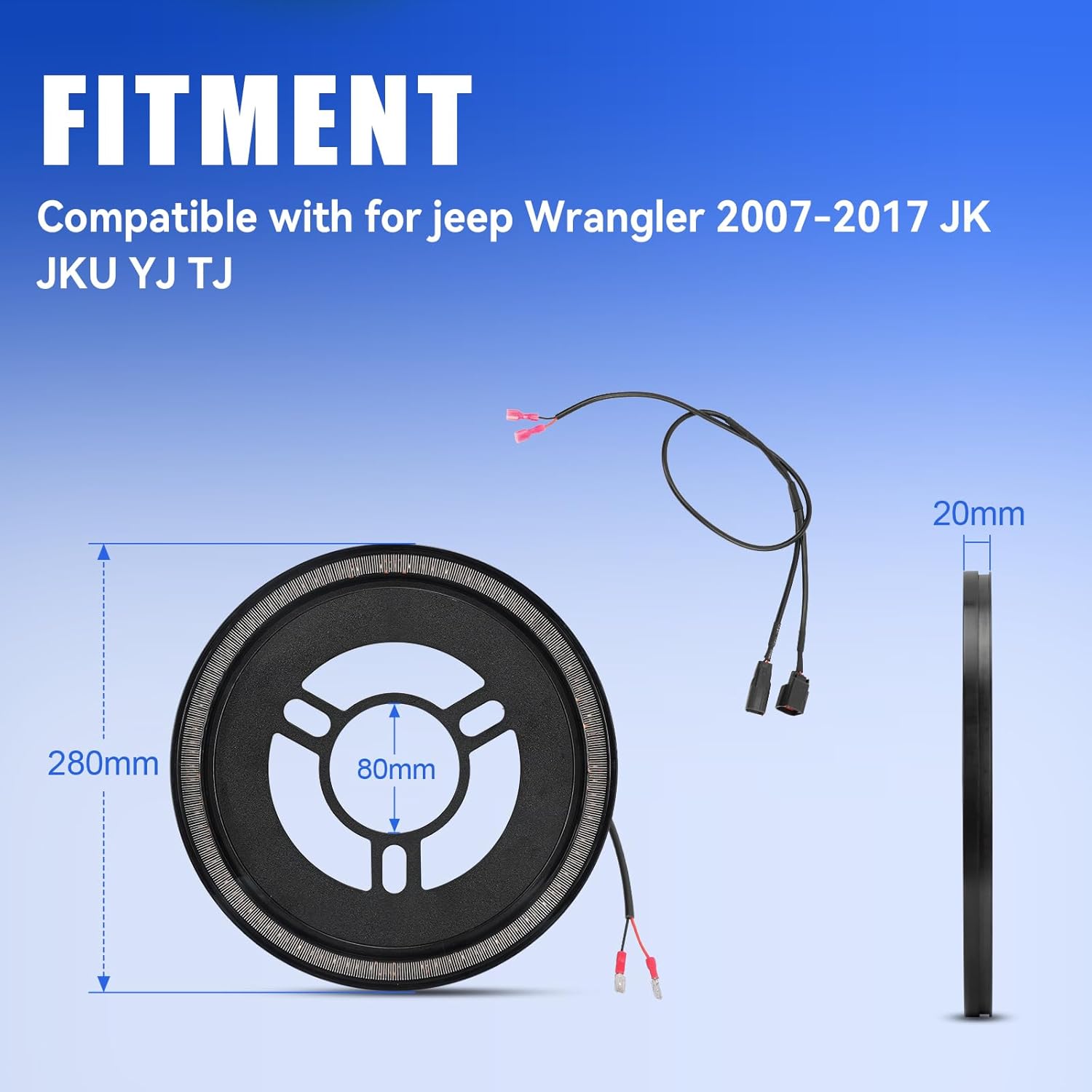 SUPAREE Spare Tire Brake Light Fit for Jeep Wrangler 2007-2017 JK JKU YJ TJ, Plug and Play 4th Third Brake Light Rear LED Ring Wheel Light, Red