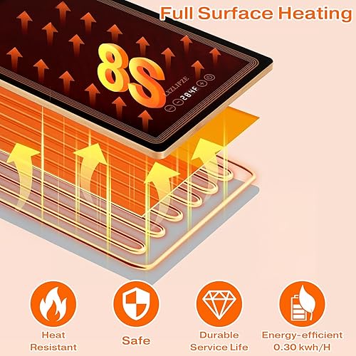 Miniatura 8 de Bandeja eléctrica de calentamiento para alimentos (24 x 12 pulgadas larga), bandejas de calentamiento con 12 ajustes de temperatura, termostato