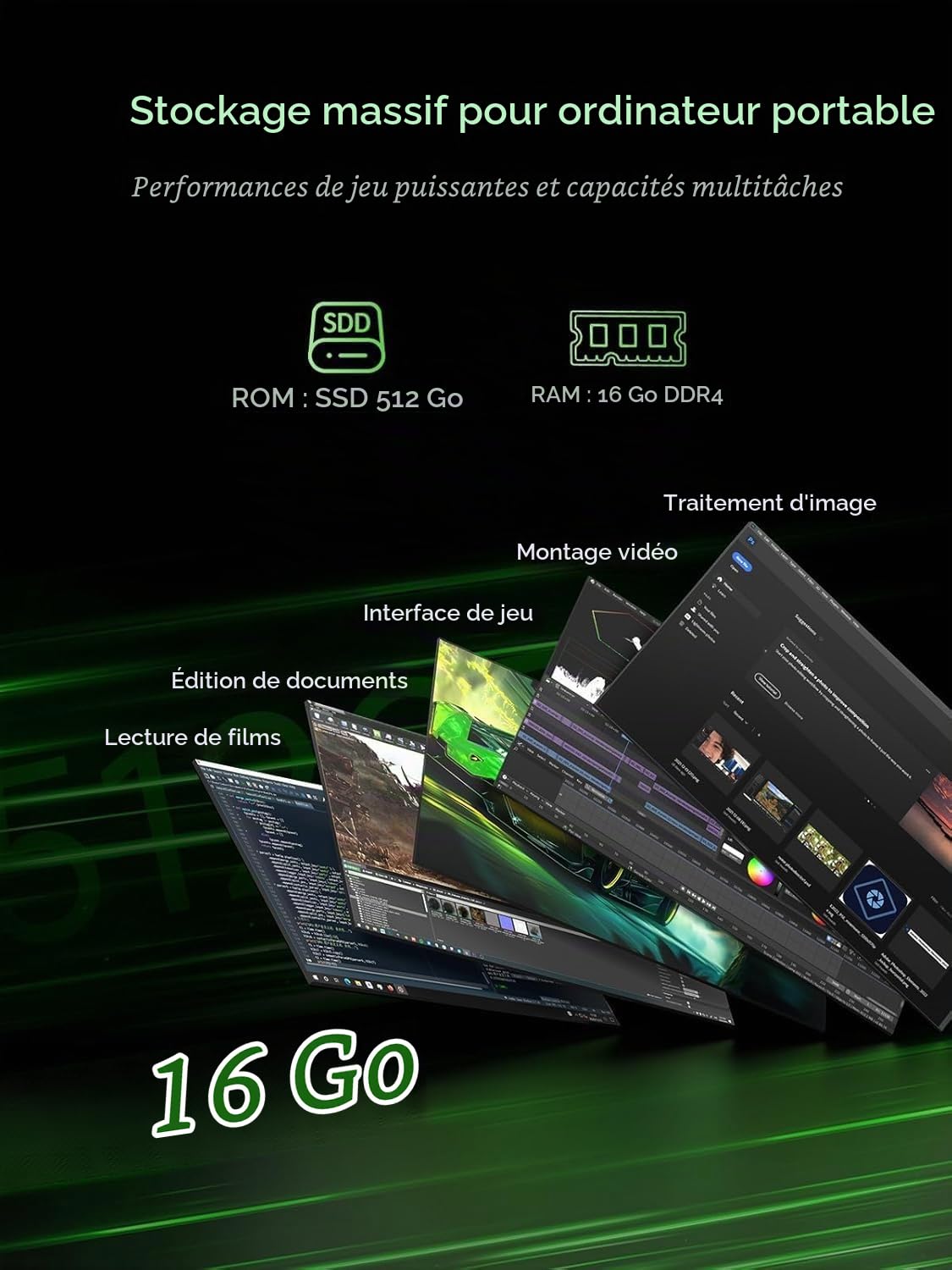 15.6" Ordinateur Portable Gamer ave Ryzen 7 5700U (jusqu'à 4.3GHz)