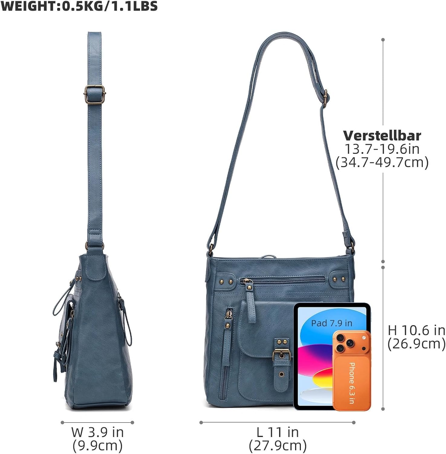 KL928 Crossbody Bags for Women, Multi Pocket Shoulder Bags, Medium PU Leather Cross Body Purses - Image 3