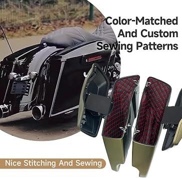 Stretched Saddlebag Liners Fit for Harley Touring 2014-2023 Red Thread Stitching