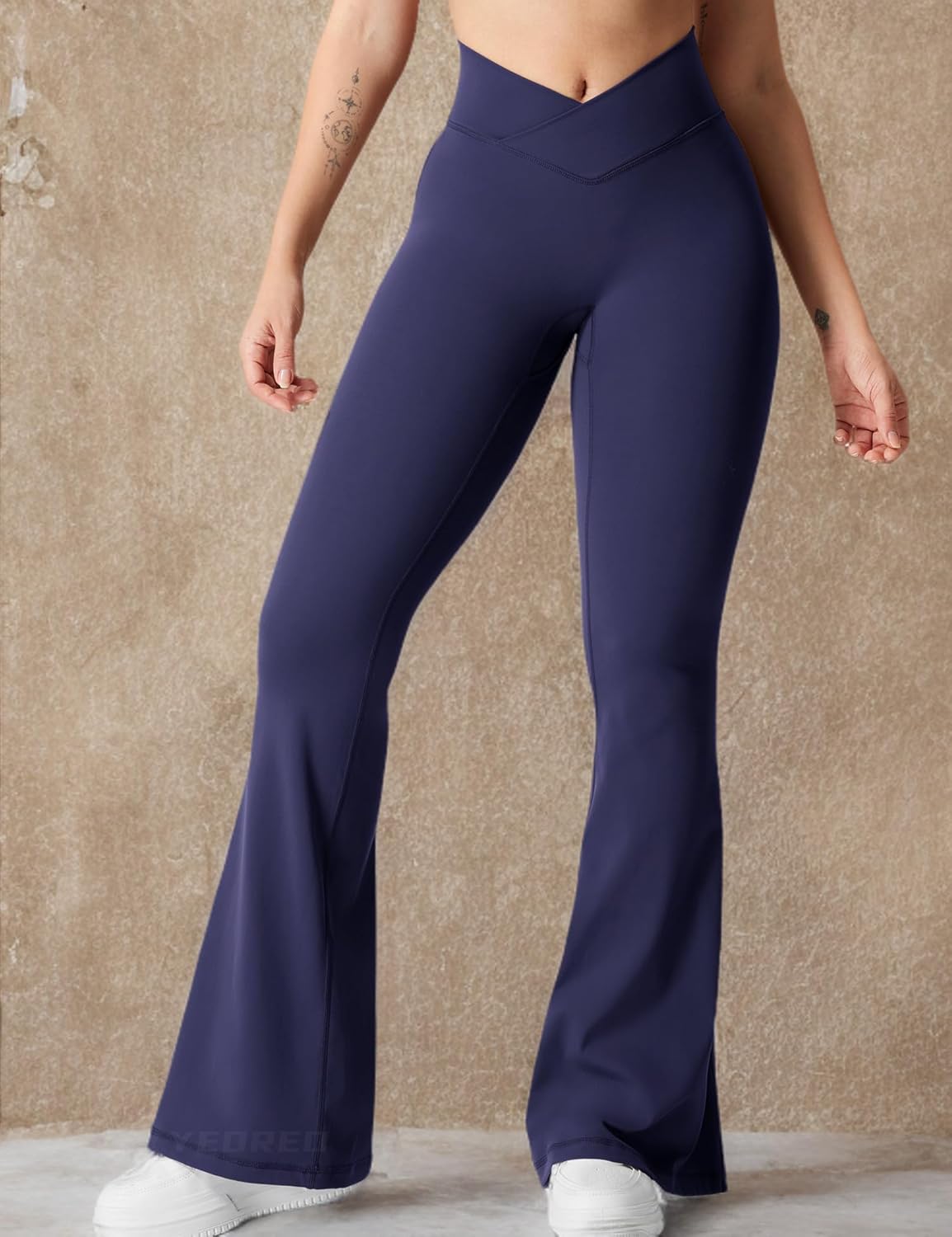 YEOREO Women's Kalie Flare Scrunch V Cross Waist Yoga Leggings - Image 7