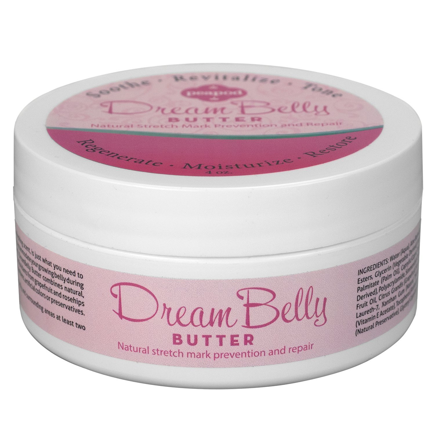 DreamBelly Stretch Mark Butter, 4 oz, No Itch, No Stretch Marks, All Natural!