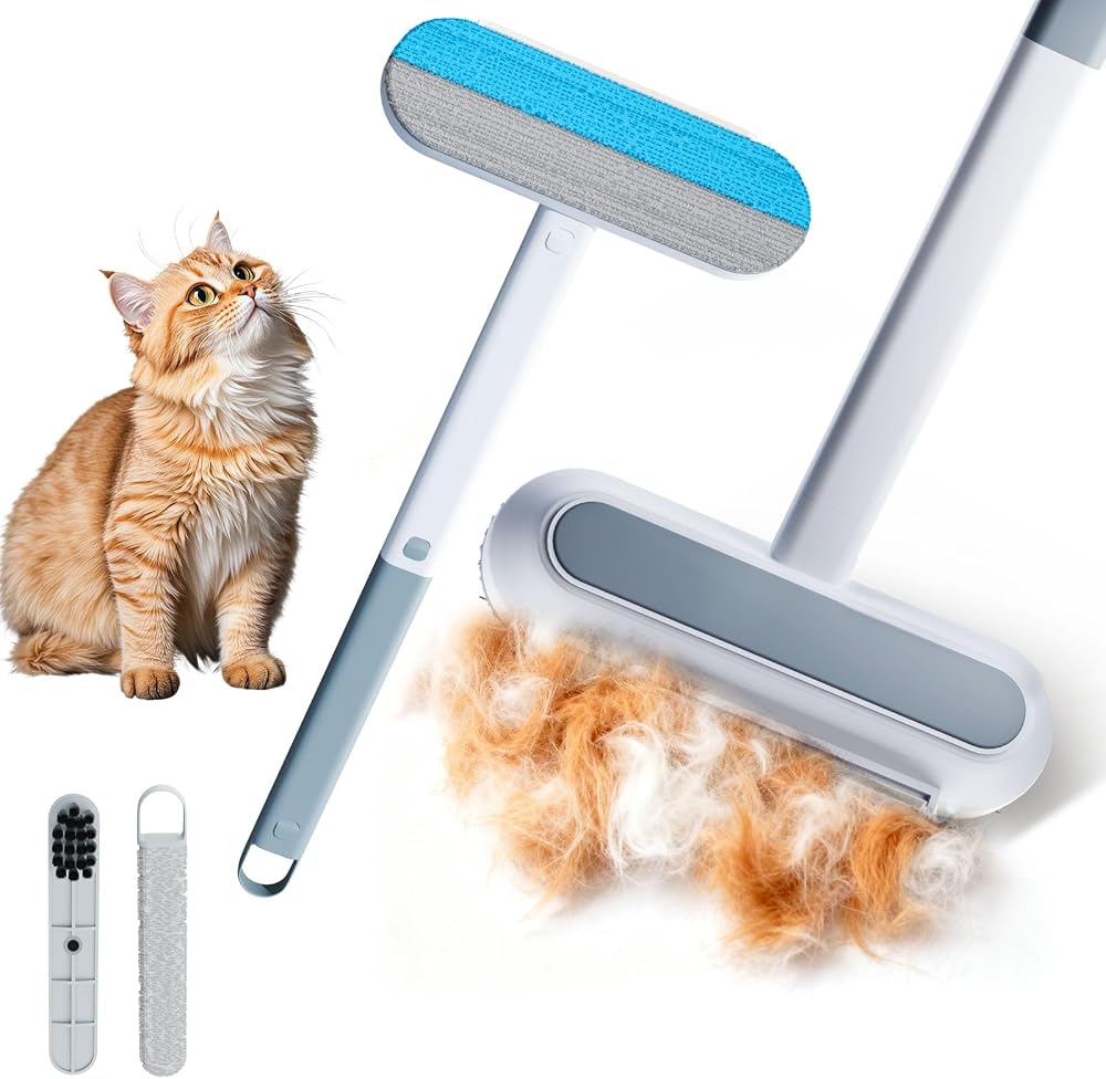 Pet Hair Removal Tool for Furniture, 3 in 1 Cat and Dog Hair Removal Tool, Suitable for Use on Furniture, Carpets, Clothing, and Bedding, Durable, Reusable, Washable, Grey, 1 Pcs