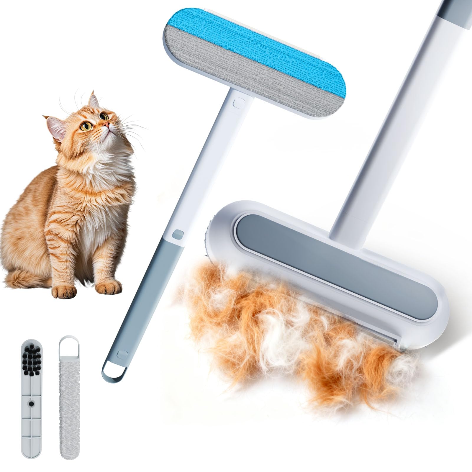 Pet Hair Removal Tool for Furniture, 3 in 1 Cat and Dog Hair Removal Tool, Suitable for Use on Furniture, Carpets, Clothing, and Bedding, Durable, Reusable, Washable, Grey, 1 Pcs