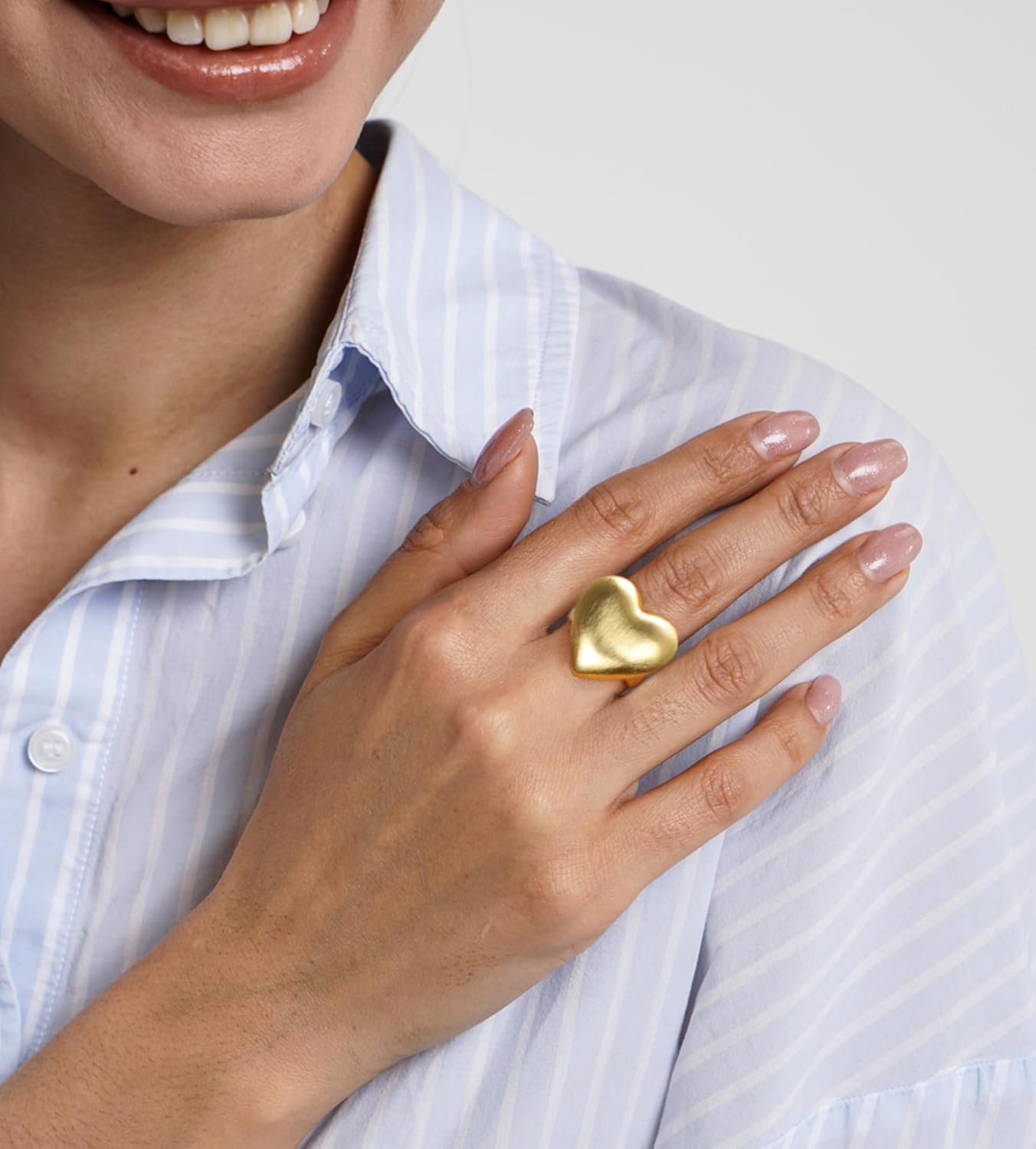 Chunky Gold Rings for Women Gold Heart Cubic Zirconia Statement Band Ring Hypoallergenic Jewelry Gift - Image 3