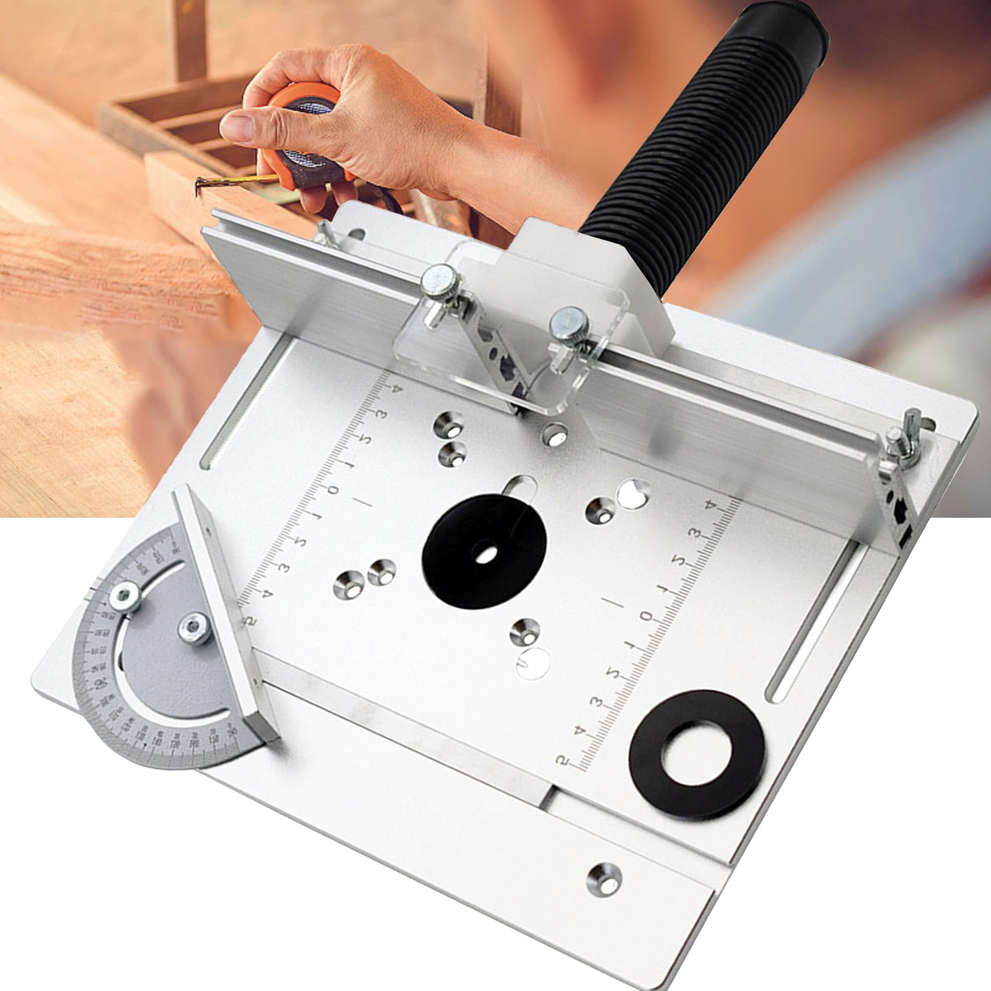 WYFCR Frästischplatten aus Aluminiumlegierung, Werkzeugsätze, Frästisch Einsatzplatte für Holzbearbeitung Tischsäge Multifunktionale Trimmer Gravur Für Holzbearbeitung, DIY(silbrig white)