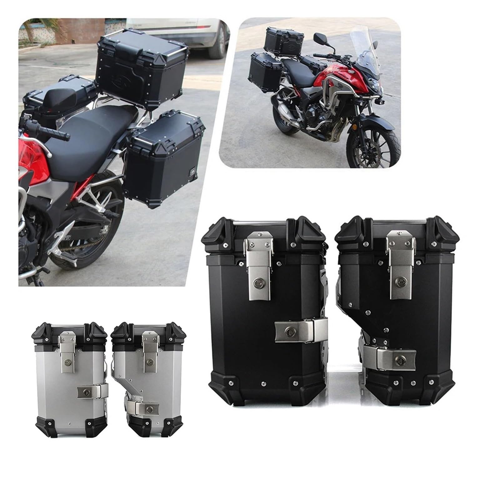 Bolsa de Moto Caja Lateral De Aluminio para Motocicleta De 35L/38L Universal para Sillín De Motocicleta Lateral Derecho Oculta Guardar Equipaje Mochila para Motocicleta(35L Black (1 Pair))