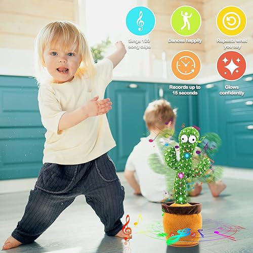 Miniatura 4 de Juguete de cactus parlante que repite lo que dices juguetes de cactus para bebés 120 canciones juguetes para niños pequeños para bromas de Navidad