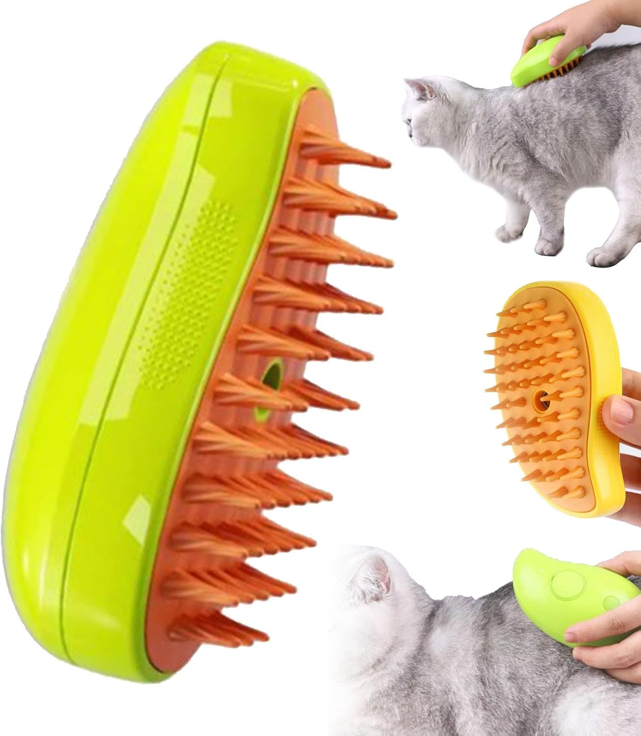 Steamy Cat Brush,3 in1 Cat Steam Brush,Self Cleaning Steam Cat Brush