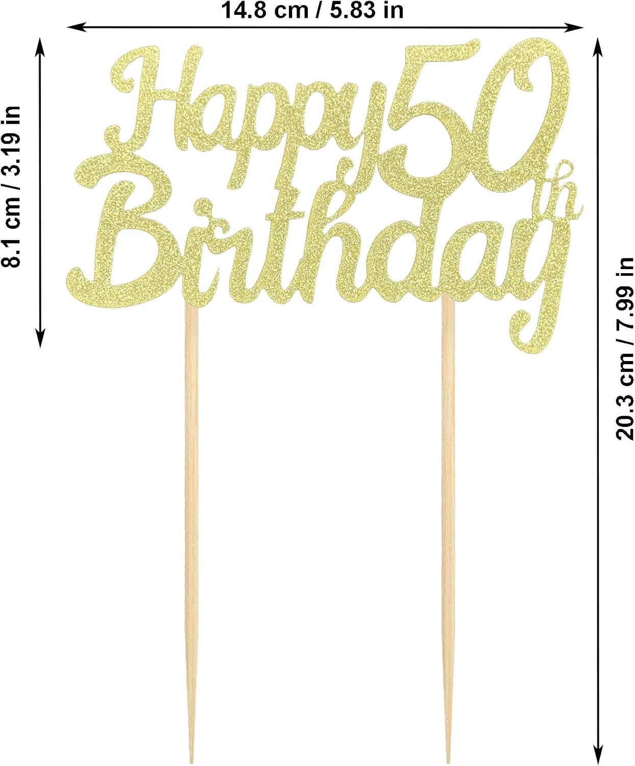 ANCTEY 3 Packs Gold Glitter 50th Birthday Cake Toppers 50 Cake Topper Happy 50th Birthday Cake Toppers 50th Cake Topper for 50th Happy Half Life Birthday Party Decoration Supplies - Image 3