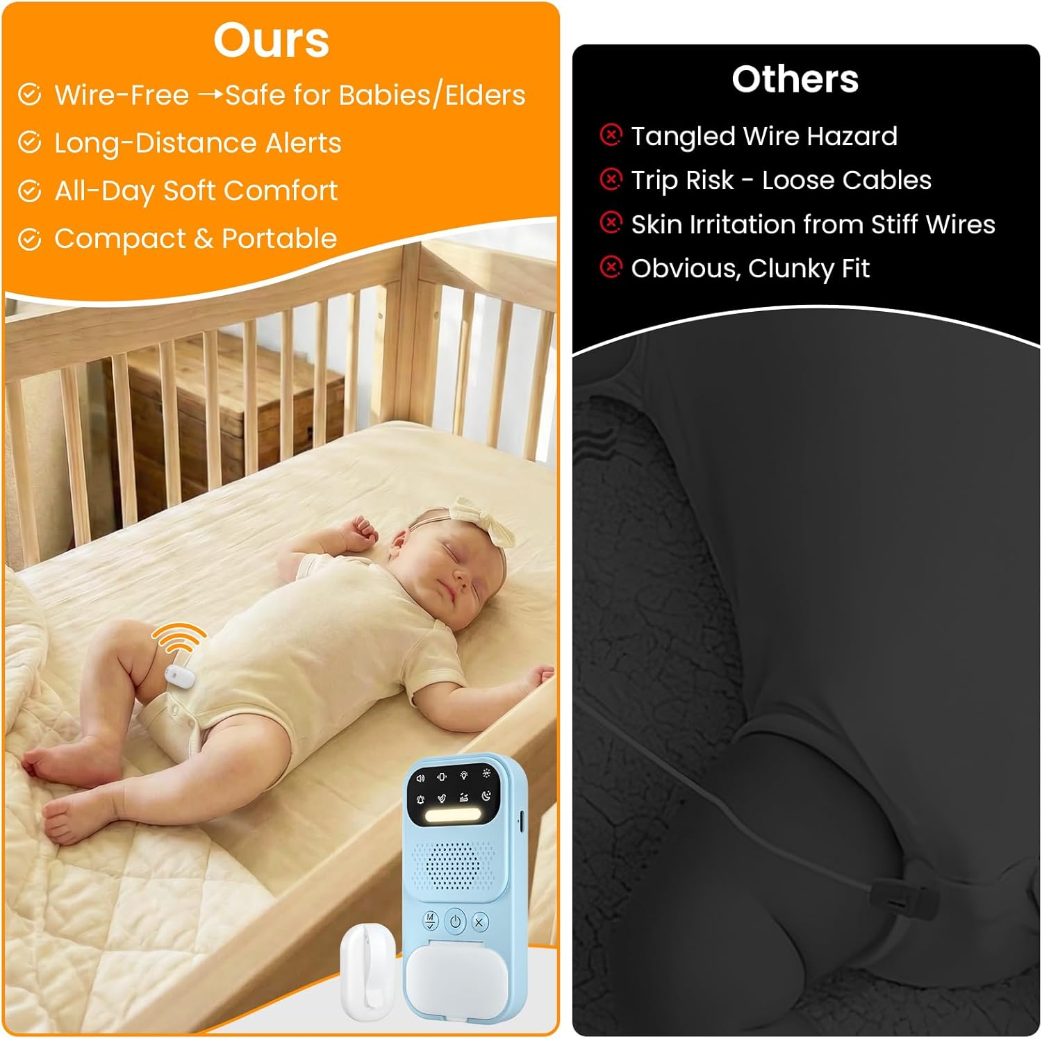 Wireless Bed Wetting Alarm for Boys & Girls with UV Mode & Night Light, Loud Sound/Vibration, Wireless Sensor, 8 Modes, Progress Chart & Stickers