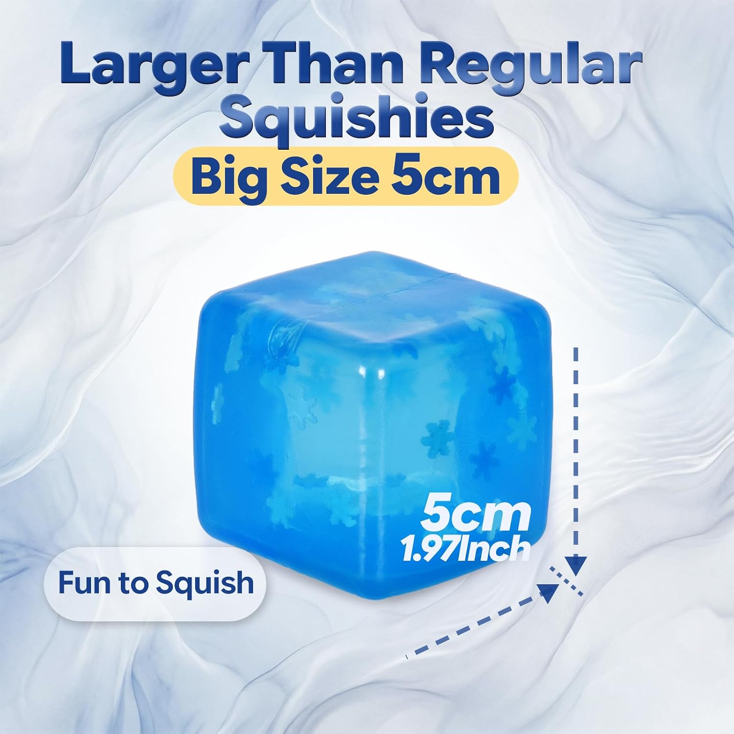 1.97 Inches 5cm Snowflake Stress Cube for Adults and Kids, Textured Squishy Cube, Slow Rise Sensory Fidget Toy for Stress Relief Focus and Hand Relaxation Safe for Ages 3+ (Blue)