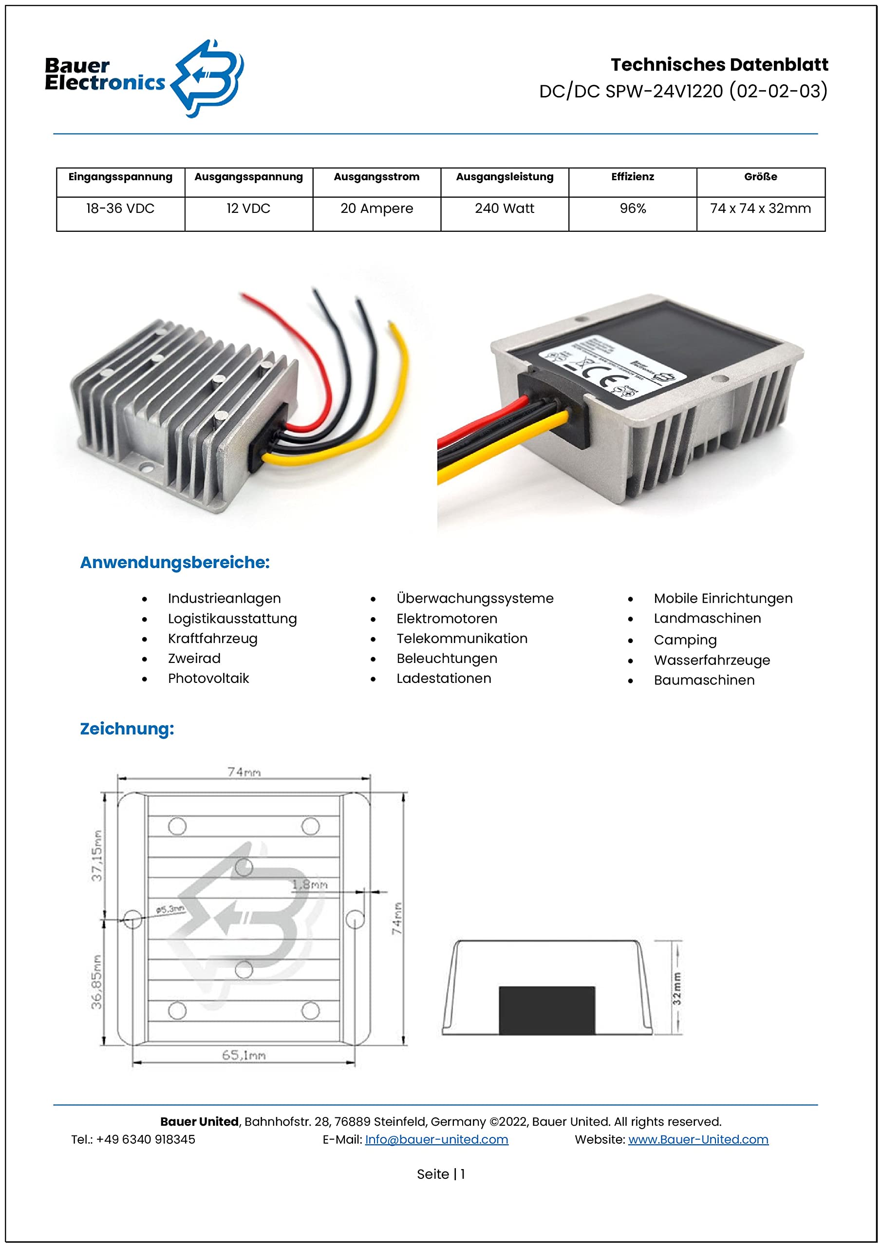 DC-DC 18V-36V zu 12V Spannungs-wandler 20A 240W | Spannungs-regler 24-V 12-V Netzteil Strom-adapter Spannungs-stabilisator Spannungs-begrenzer LKW Step-down Buck Converter Volt