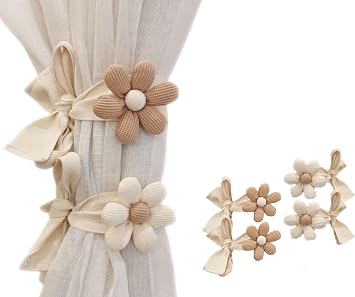 4Pcs Cute Flower Curtain Ties 2023 New Curtain Tieback Decorative Rope Window Treatment