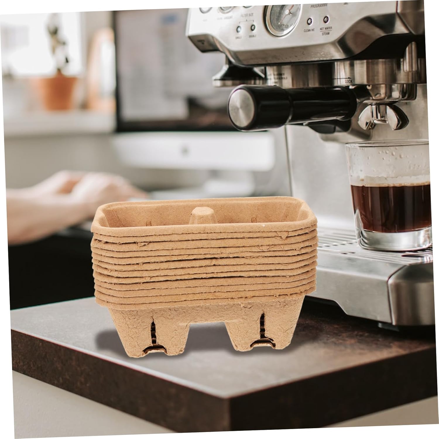 PRETYZOOM 50pcs Disposable Coffee Cup Carrier Tray Multi-Hole Paper Drink Holder for Takeout Beverages for Milk Tea and Outdoor Events