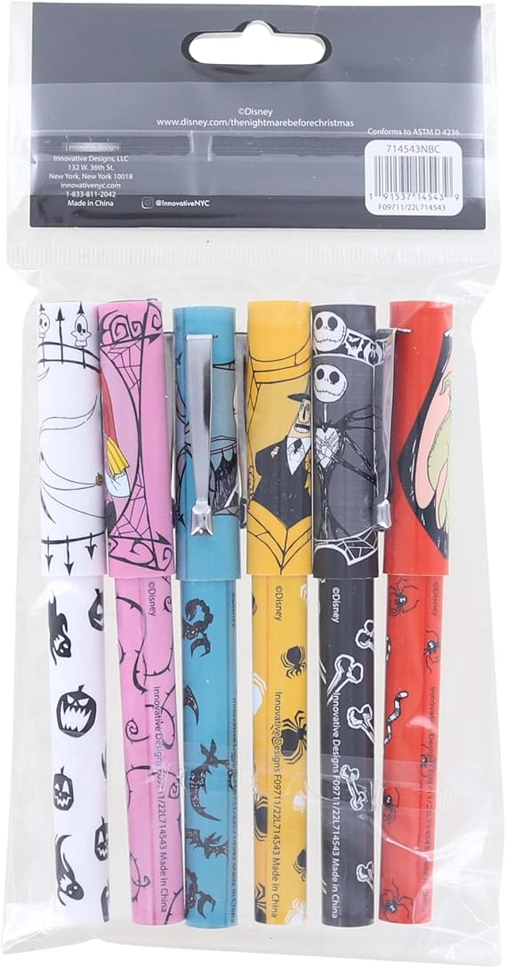Innovative Designs Nightmare Before Christmas 6 Pack Pens with Sticky Note Tabs