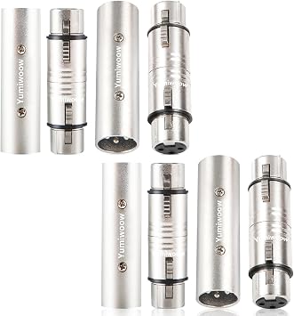 XLR Adapter 4-Pack, 4 Male to Male & 4 Female to Female XLR Connectors, Gender Changer Compatible with Mixer, Microphone, Amplifier