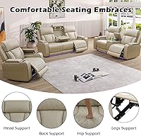Vista 2 de Sofá reclinable individual eléctrico para muebles de sala de estar, silla reclinable de cuero con luces LED, puertos USB, almacenamiento oculto