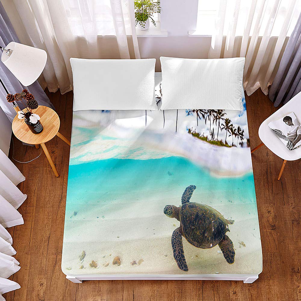 Drap housse microfibre tortue antidérapant et résistant aux rides 120x200