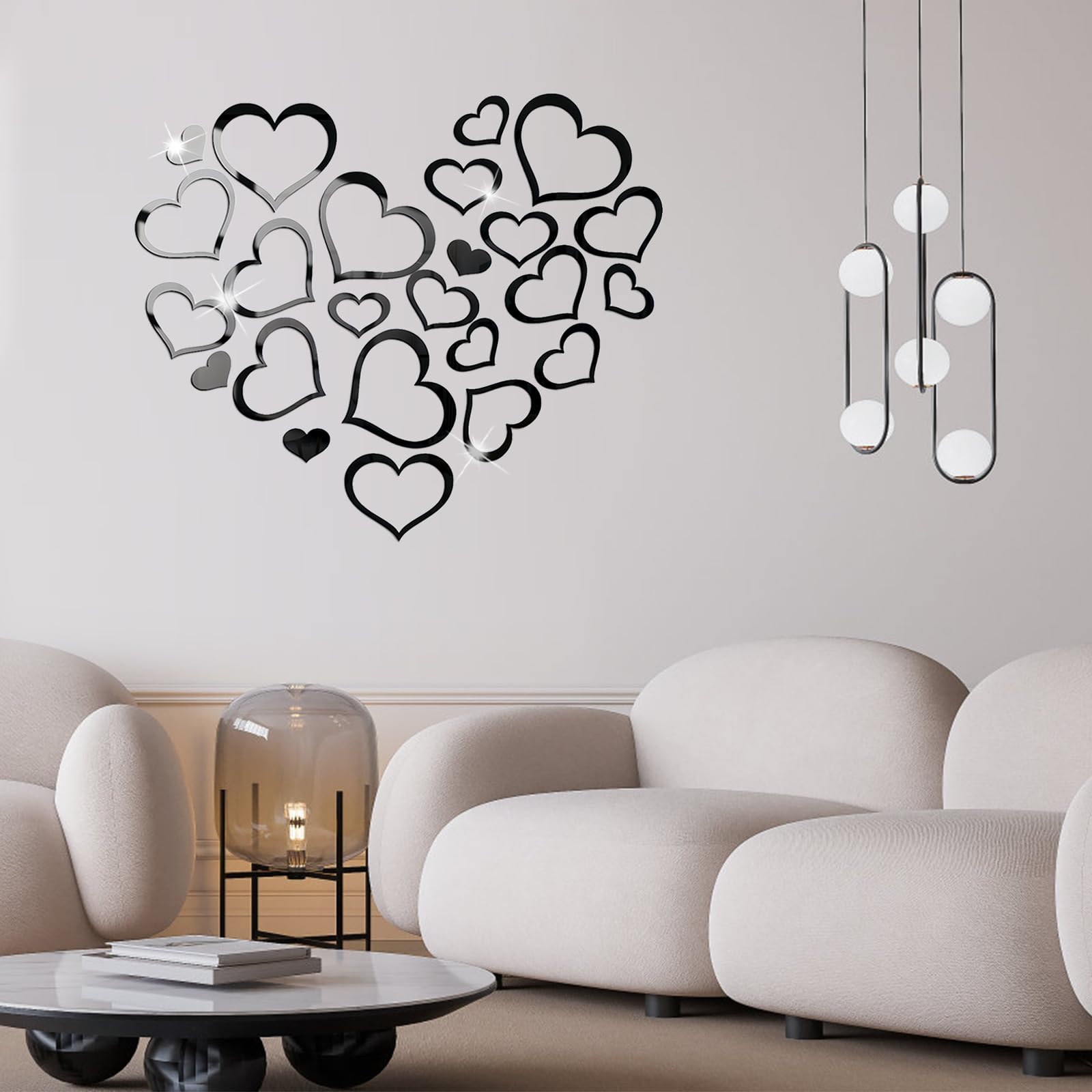 Adesivi Murali A Cuore 3D - 24 Pezzi In Acrilico, Specchiati, Removibili | Per Decorare Camerette, Pareti, Mobili - Foto 2