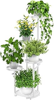TOSKING 5-Tier Metal Plant Stand, Anti-Tip Round Base for Pots, Child & ...