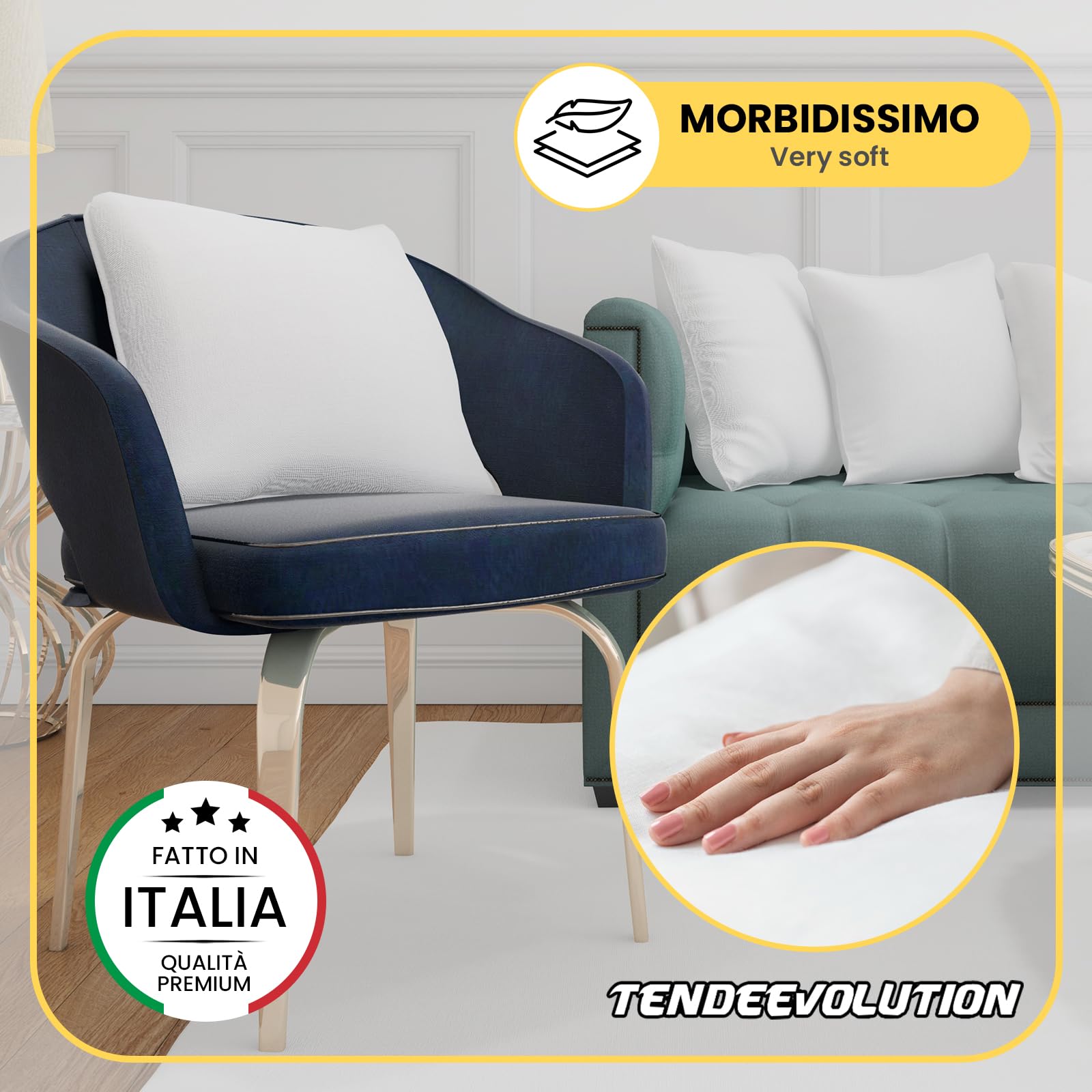 Cuscino divano TENDEEVOLUTION 70x70 cm Poliestere Anallergico Fodera TNT
