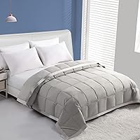 Vista 2 de Dafinner Feather Down Fibers Blanket Twin Size, Extra Lightweight Summer Comforter, Noiseless & Ultra Soft Thin Bed Blanket with Satin Trim Gray