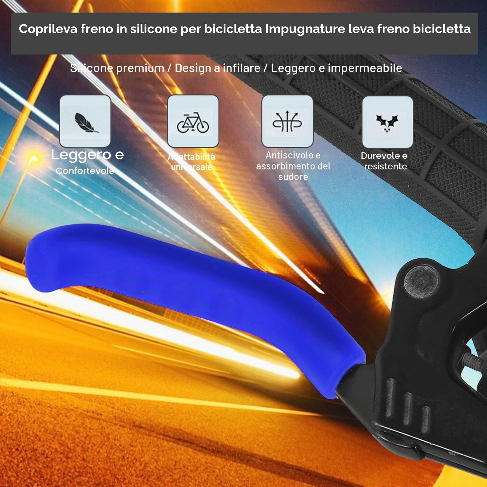 OKJHFD 5 colori copertura leva freno bici in silicone antiscivolo impermeabile per bici normali e da strada mountain (Azul)